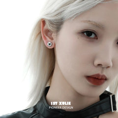 1ST XULIE "Star Trails" Gothic Four-Pointed Star Celestial Stud Earrings in 925 Sterling Silver - Back View