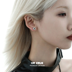 1ST XULIE "Star Trails" Gothic Four-Pointed Star Celestial Stud Earrings in 925 Sterling Silver - Product View