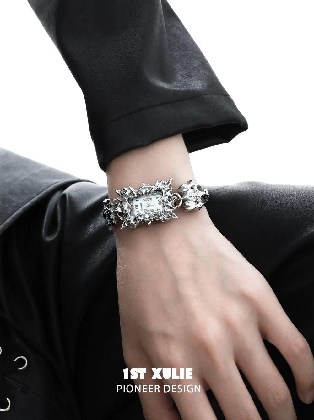 1ST XULIE "Star Trails" Celestial Starburst Bracelet Watch in Rhodium Plated - Detail Shot