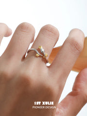 1ST XULIE "Starry Sky Snake" Celestial Statement Snake Wrap Ring in 925 Sterling Silver - On Model Detail Shot