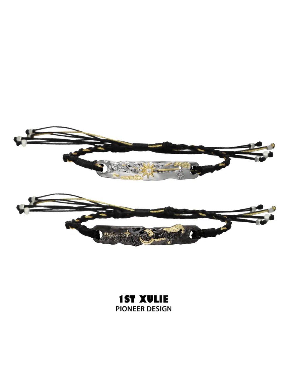 1ST XULIE Jewelry "Immortal Lover" Textured Celestial Sun and Moon Bracelet - Angle 2