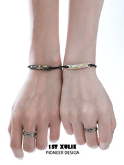 1ST XULIE Jewelry "Immortal Lover" Textured Celestial Sun and Moon Bracelet - Texture Detail