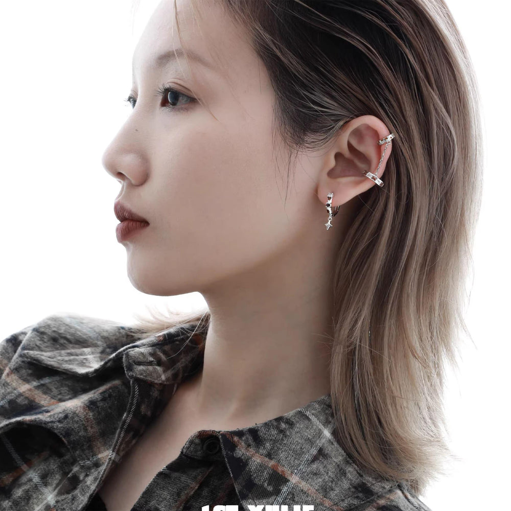 1ST XULIE "Autumn" Chain Dangle Ear Clips in 925 Sterling Silver - Lifestyle Shot