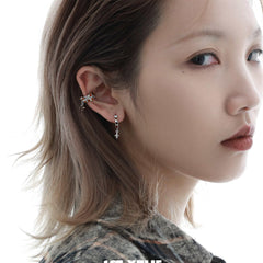 1ST XULIE "Autumn" Chain Dangle Ear Clips in 925 Sterling Silver - Side View