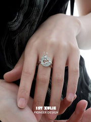 1ST XULIE "Loong" Sculptural Statement Dragon Flow Open Ring in S925 Sterling Silver - Side View