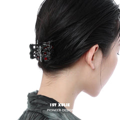 1ST XULIE "Checkerboard" Mini Hair Claw Clip in Platinum Plated - Product View