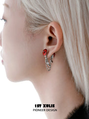 1ST XULIE Jewelry "MERRY CHRISTMAS 2025" Christmas Apple Drop Earrings in Platinum Plated - Detail Shot