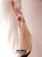 1ST XULIE Jewelry "MERRY CHRISTMAS 2025" Christmas Apple Drop Earrings in Platinum Plated - Lifestyle Shot