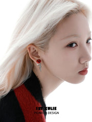 1ST XULIE Jewelry "MERRY CHRISTMAS 2025" Christmas Apple Drop Earrings in Platinum Plated - Product View