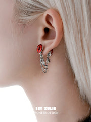 1ST XULIE Jewelry "MERRY CHRISTMAS 2025" Christmas Apple Drop Earrings in Platinum Plated - On Model