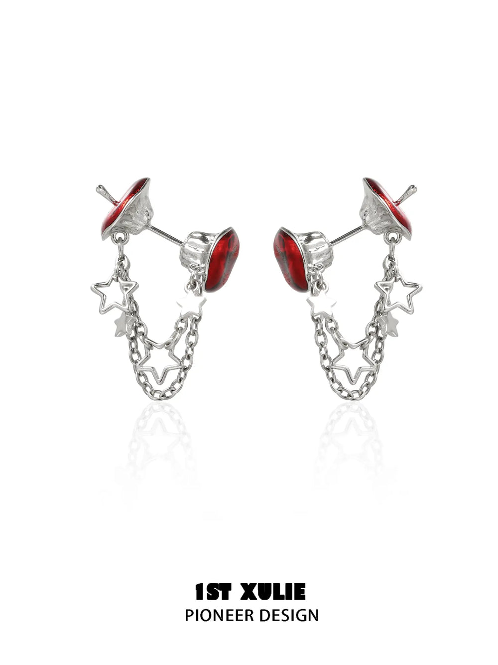 1ST XULIE Jewelry "MERRY CHRISTMAS 2025" Christmas Apple Drop Earrings in Platinum Plated - Texture