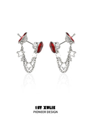 1ST XULIE Jewelry "MERRY CHRISTMAS 2025" Christmas Apple Drop Earrings in Platinum Plated - Texture