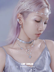1ST XULIE "ATLANTIS" Coastal Double Layer Conch Choker in Platinum Plated Brass - Angle View