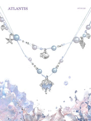 1ST XULIE "ATLANTIS" Coastal Double Layer Conch Choker in Platinum Plated Brass - On Model