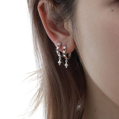 1ST XULIE "Autumn" Color Block Statement Hoop Earrings in 18K Gold Plated 925 Sterling Silver - Angled View