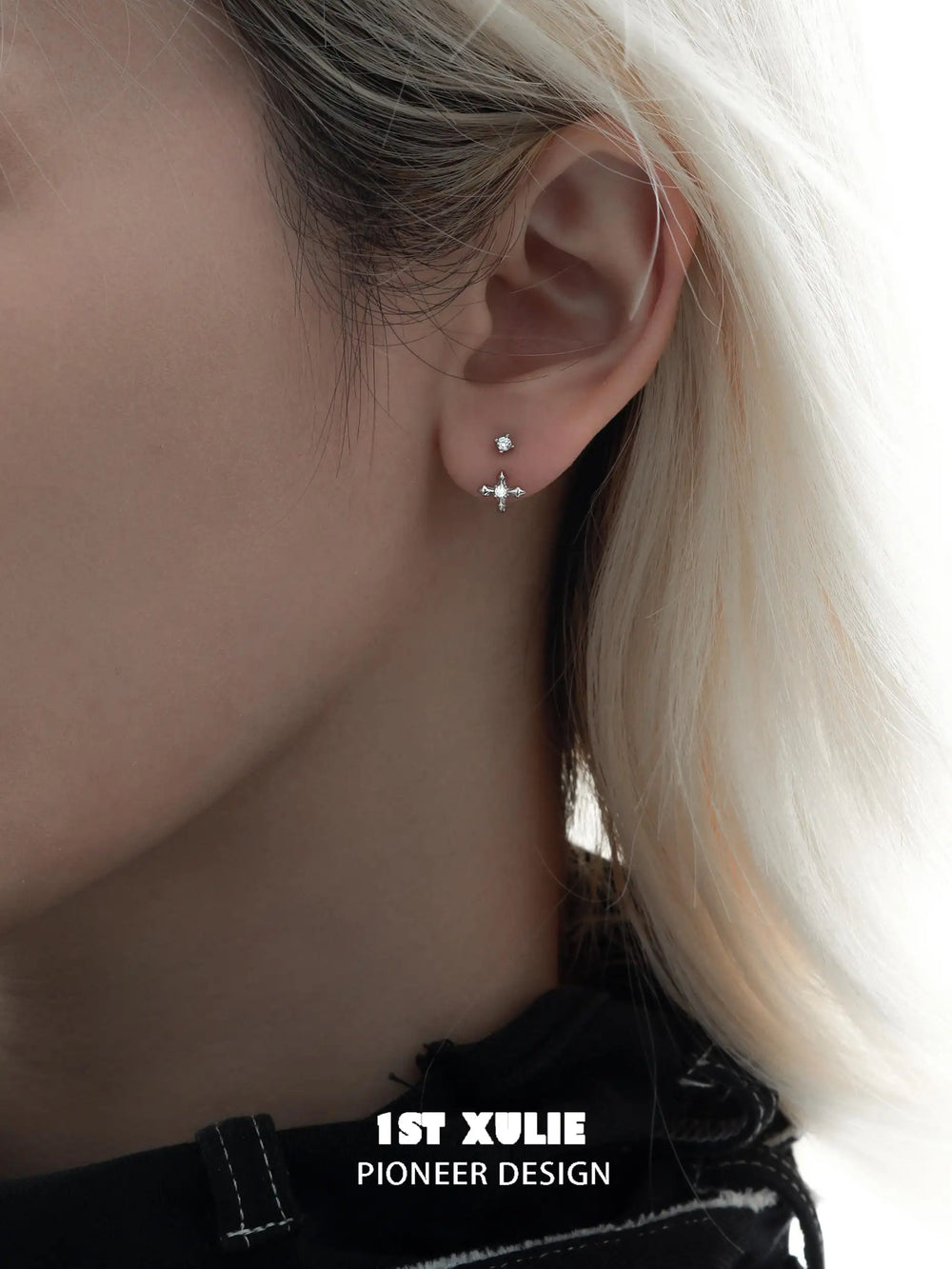 1ST XULIE "Silver Angel" Convertible Angel Wing Dangle Earrings in Platinum Plated 925 Sterling Silver - Lifestyle Shot