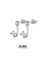 1ST XULIE "Silver Angel" Convertible Angel Wing Dangle Earrings in Platinum Plated 925 Sterling Silver - Product View