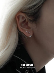 1ST XULIE "Silver Angel" Convertible Angel Wing Dangle Earrings in Platinum Plated 925 Sterling Silver - On Model