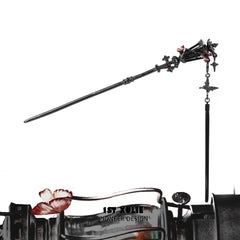 1ST XULIE "Butterfly Wasteland" Convertible Butterfly Hairpin & Earring Set in Black Rhodium Plated - Detail Shot