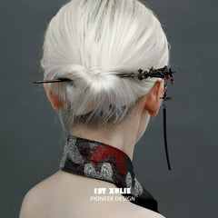 1ST XULIE "Butterfly Wasteland" Convertible Butterfly Hairpin & Earring Set in Black Rhodium Plated - Product View