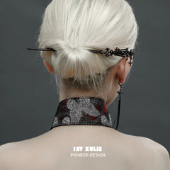 1ST XULIE "Butterfly Wasteland" Convertible Butterfly Hairpin & Earring Set in Black Rhodium Plated - Full Set View