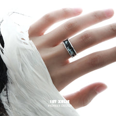 1ST XULIE "Soaring Cranes" Statement Crane Feather Adjustable Ring in 925 Sterling Silver - Lifestyle Shot