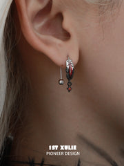 1ST XULIE "Soaring Cranes" Dainty Feather Stud Earrings in 925 Sterling Silver - Detail Shot