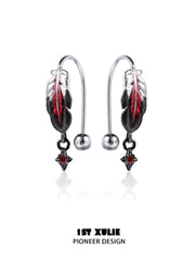 1ST XULIE "Soaring Cranes" Dainty Feather Stud Earrings in 925 Sterling Silver - Product View