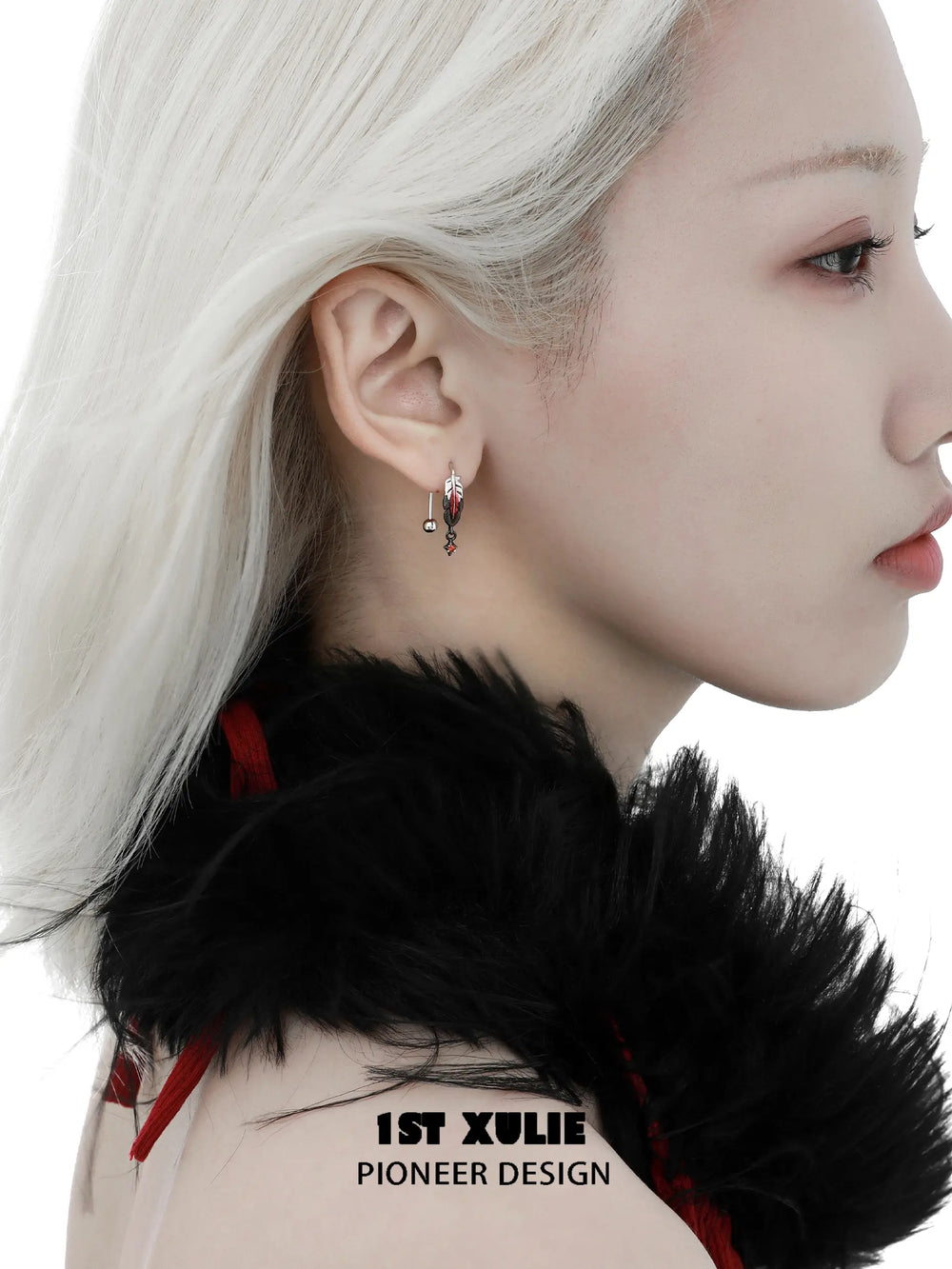 1ST XULIE "Soaring Cranes" Dainty Feather Stud Earrings in 925 Sterling Silver - Texture Detail