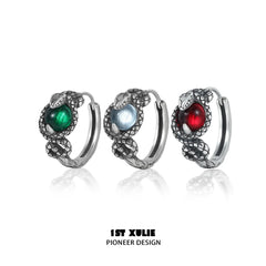 1ST XULIE "Snake Bite" Dainty Crystal Cartilage Huggie Hoop Earrings in 925 Sterling Silver - On Model