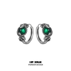 1ST XULIE "Snake Bite" Dainty Crystal Cartilage Huggie Hoop Earrings in 925 Sterling Silver - Product View