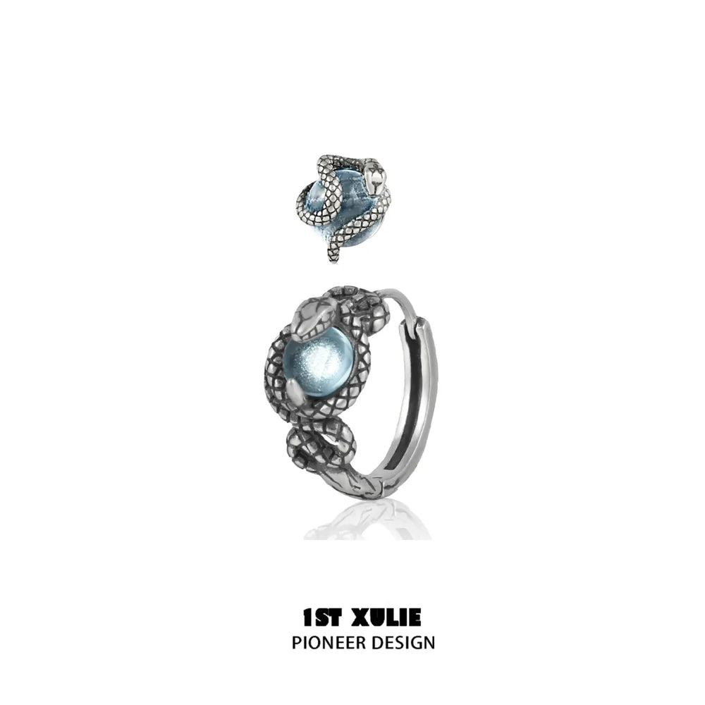 1ST XULIE "Snake Bite" Dainty Crystal Cartilage Huggie Hoop Earrings in 925 Sterling Silver - Size Comparison