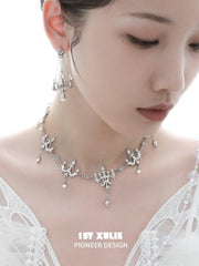 1ST XULIE "Crystal Palace" Chandelier Earrings in 925 Sterling Silver - Side View