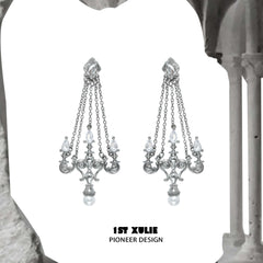 1ST XULIE "Crystal Palace" Chandelier Earrings in 925 Sterling Silver - On Model