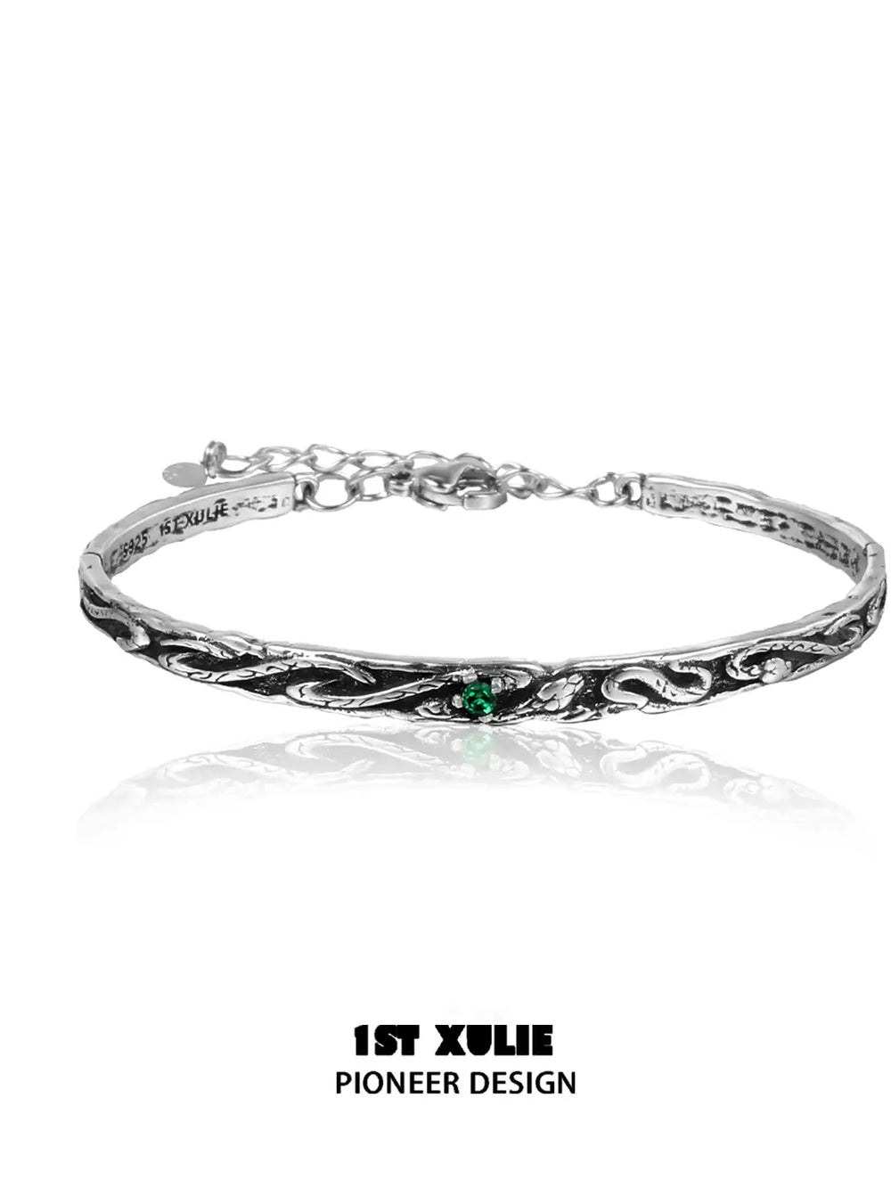 1ST XULIE "Snake Bite" Crystal Bangle Bracelet in 925 Sterling Silver - Lifestyle Shot