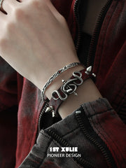 1ST XULIE "Snake Bite" Crystal Bangle Bracelet in 925 Sterling Silver - Product View