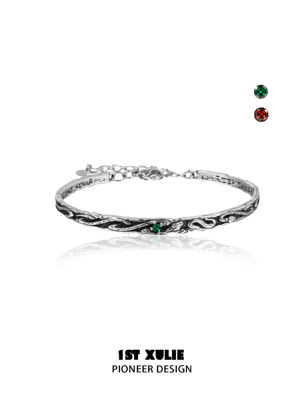 1ST XULIE "Snake Bite" Crystal Bangle Bracelet in 925 Sterling Silver - On Model