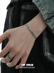 1ST XULIE "Snake Bite" Crystal Bangle Bracelet in 925 Sterling Silver - Texture Detail