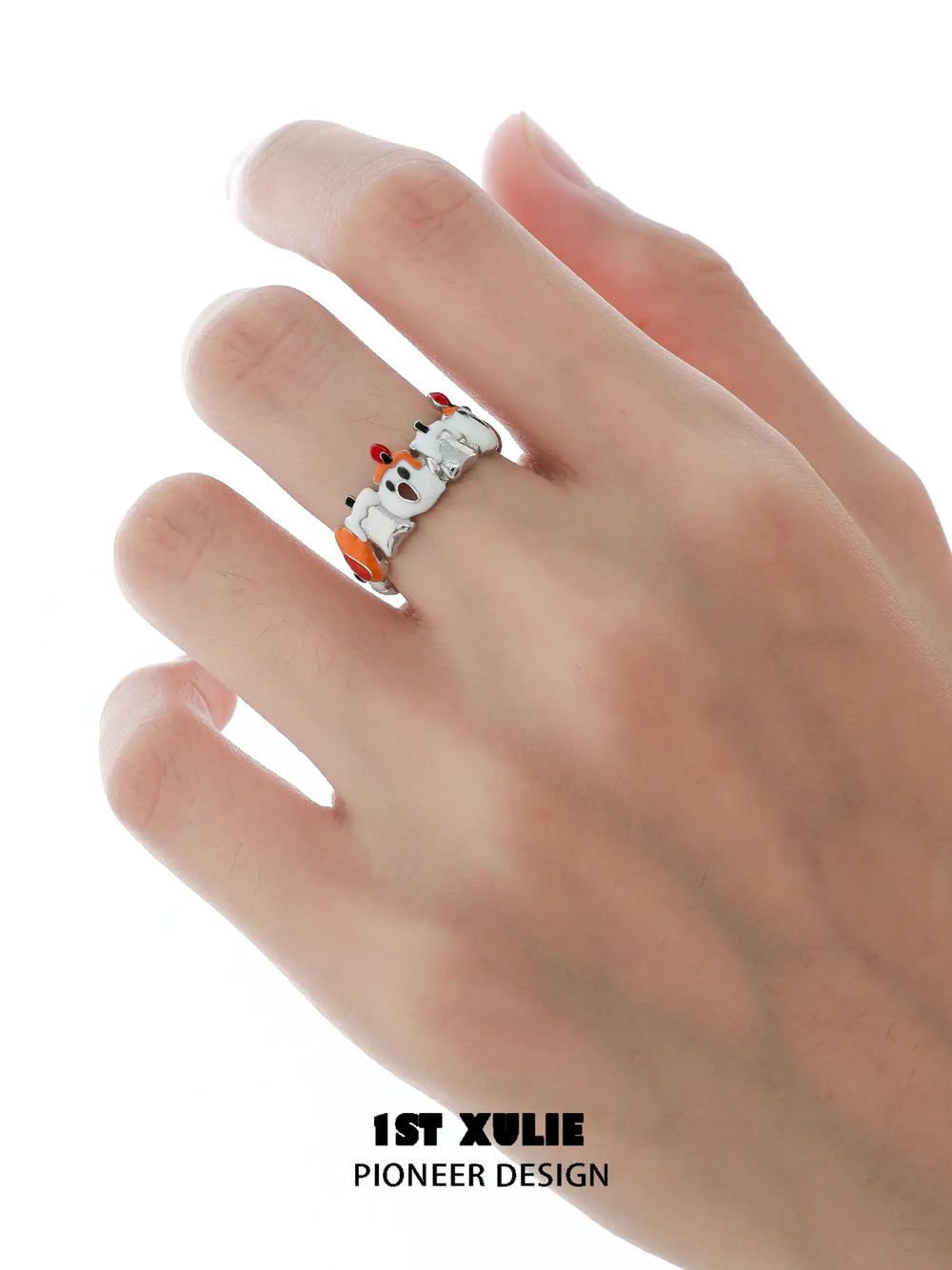 1ST XULIE "CANDLELIGHT GHOST" Cute Candlelight Ghost Adjustable Ring in 925 Sterling Silver - Lifestyle Shot