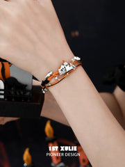 1ST XULIE Jewelry "CANDLELIGHT GHOST" Cute Candlelight Ghost Charm Bracelet in Platinum Plated - Angle View