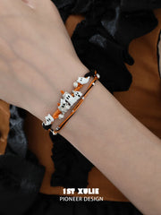 1ST XULIE Jewelry "CANDLELIGHT GHOST" Cute Candlelight Ghost Charm Bracelet in Platinum Plated - Detail Shot