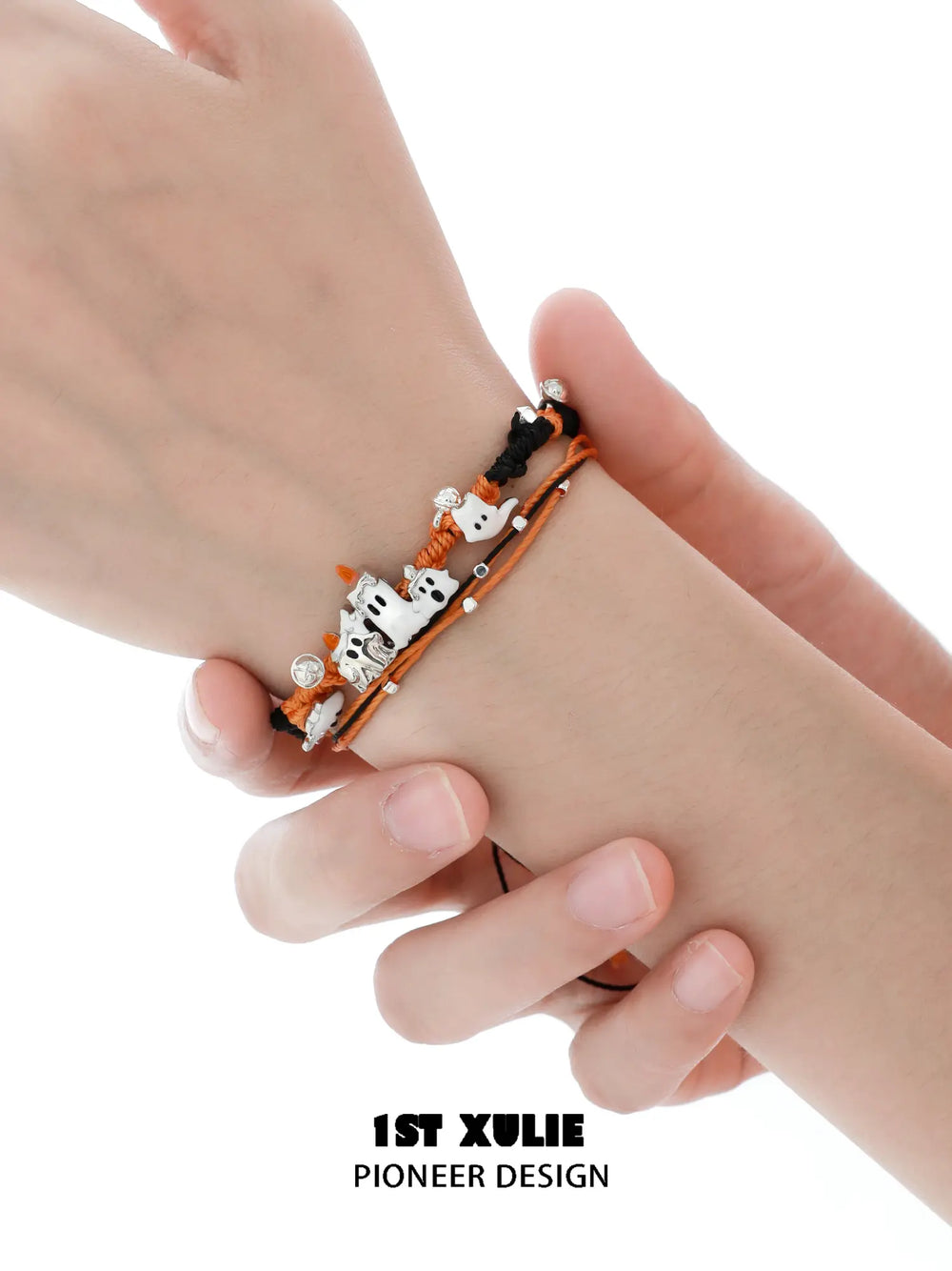 1ST XULIE Jewelry "CANDLELIGHT GHOST" Cute Candlelight Ghost Charm Bracelet in Platinum Plated - Lifestyle Shot