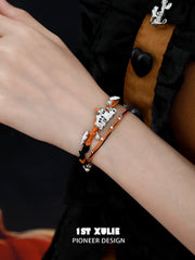 1ST XULIE Jewelry "CANDLELIGHT GHOST" Cute Candlelight Ghost Charm Bracelet in Platinum Plated - On Model