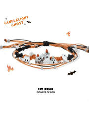 1ST XULIE Jewelry "CANDLELIGHT GHOST" Cute Candlelight Ghost Charm Bracelet in Platinum Plated - Side View