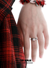 1ST XULIE Jewelry "DEMON CUTIES" Cute Demon Puppy & Kitten Adjustable Open Rings in 925 Sterling Silver - Product View