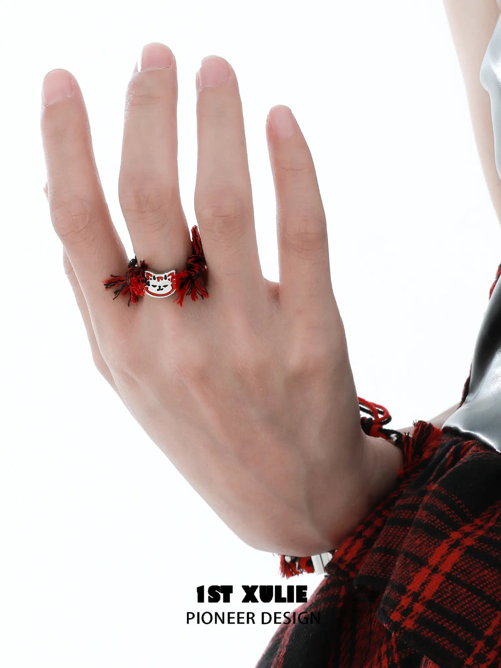 1ST XULIE Jewelry "DEMON CUTIES" Cute Demon Puppy & Kitten Adjustable Open Rings in 925 Sterling Silver - Side View
