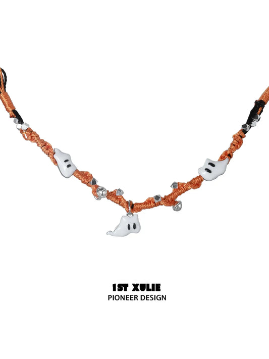 1ST XULIE "CANDLELIGHT GHOST" Cute Ghost Cat Pendant Necklace in Platinum Plated - Angle View 2