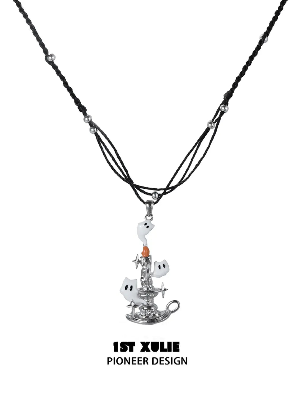 1ST XULIE "CANDLELIGHT GHOST" Cute Ghost Cat Pendant Necklace in Platinum Plated - Packaging View