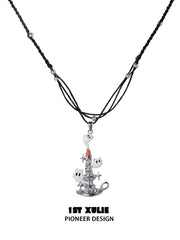 1ST XULIE "CANDLELIGHT GHOST" Cute Ghost Cat Pendant Necklace in Platinum Plated - Packaging View