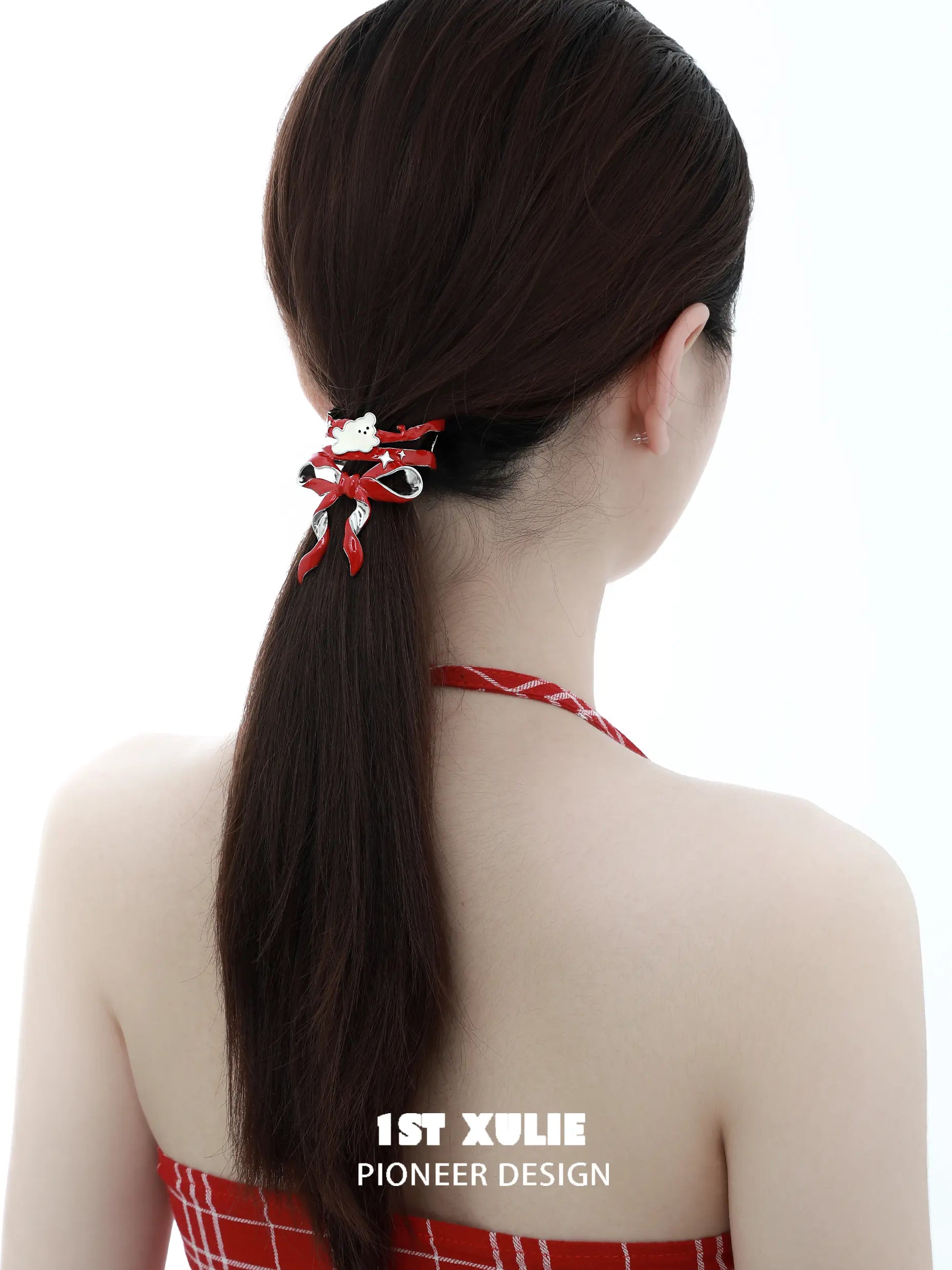 1ST XULIE "Cuties' Appleland" Cute Statement Puppy & Bow Hair Clip in Platinum Plated Brass - Packaging View 1ST XULIE "Cuties' Appleland" Cute Statement Puppy & Bow Hair Clip in Platinum Plated Brass - Packaging View